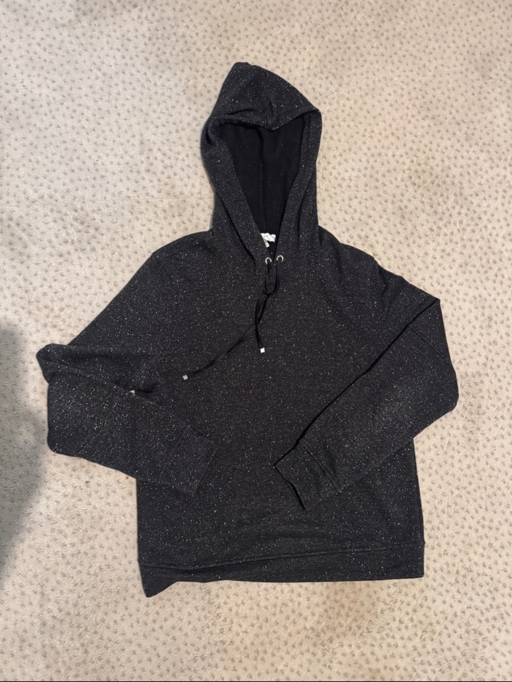 Milly Black Sparkle Hoodie with Grommet Detail